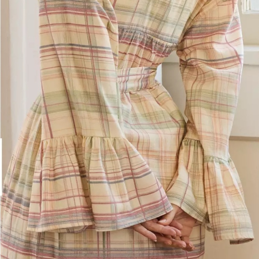 Anthropologie Plaid Robe in Pastel Hues